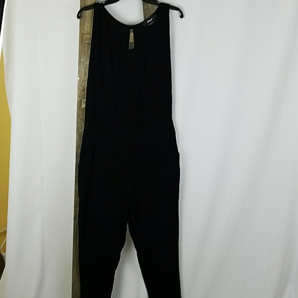 Nasty Gal women S jumpsuit black overall back key hole sleeveless whimsigoth